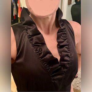 Black Tie Dress w/ Ruffled Neck. Classy cocktail dress. Julian Taylor US size 6